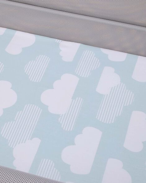  Product image 4 of Skip Hop Cozy-Up 2-in-1 Bedside Sleeper 100% Cotton Fitted Bassinet Sheet - Blue & White Clouds