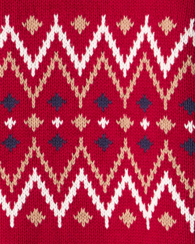 Product image 2 of Boys Fair Isle Cotton Quarter-Zip Long-Sleeve Sweater - Red