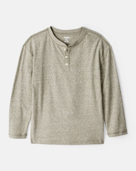 Boys Long Sleeve Henley - Green