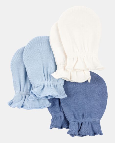 baby 3-pack mitts - blue