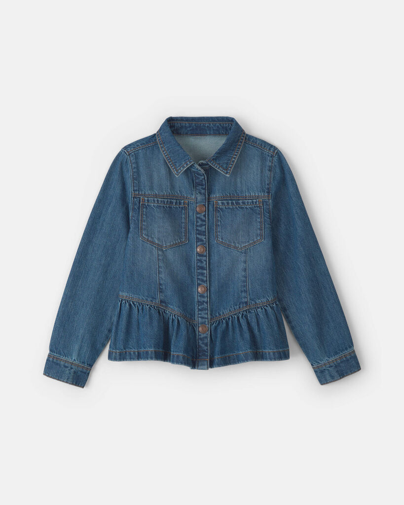 OshKosh B'gosh Girls Denim Long-Sleeve Top - Medium Wash 10 Medium Wash