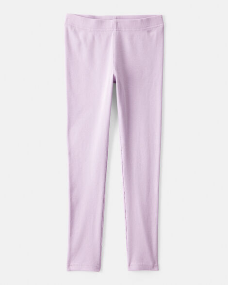 girls 100% cotton pull-on stretch leggings - purple