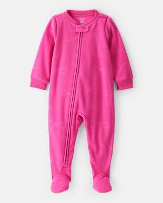 Product image 1 of Toddler Girl Bow Loose Fit Long-Sleeve 2-Way Zip 1-Piece Pajamas - Pink
