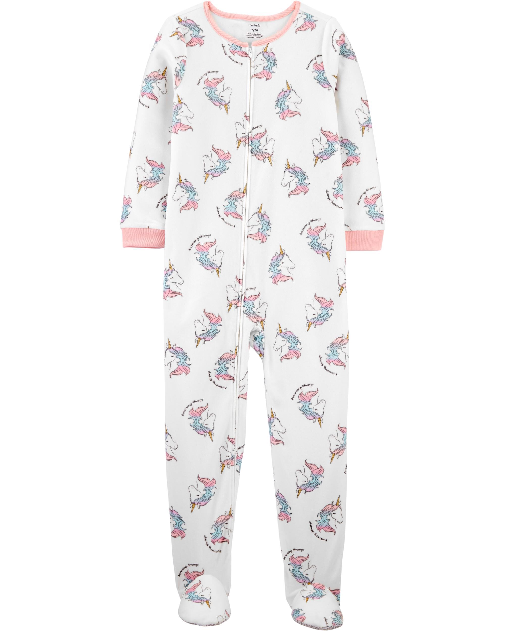1-Piece Unicorn Fleece Footie PJs