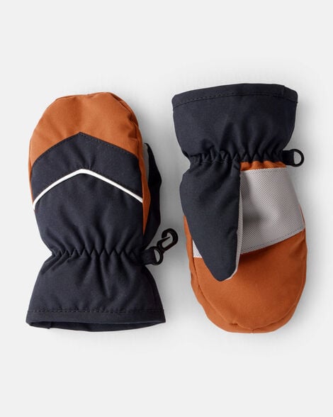 toddler boy ski mitten - black/tan