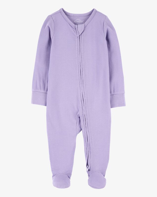 Product image 1 of Baby Girl Solid 2-Way Zip PurelySoft Sleep & Play Pajamas - Purple