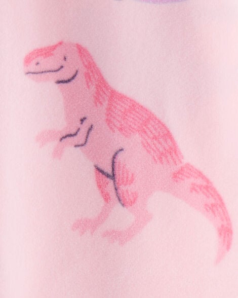 Baby Girl Dinosaur Print DreamPlush Snug Fit Long-Sleeve 2-Way Zip 1-Piece Pajamas - Pink