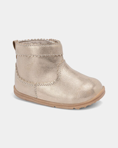 baby girl every step® first walker metallic boots - gold