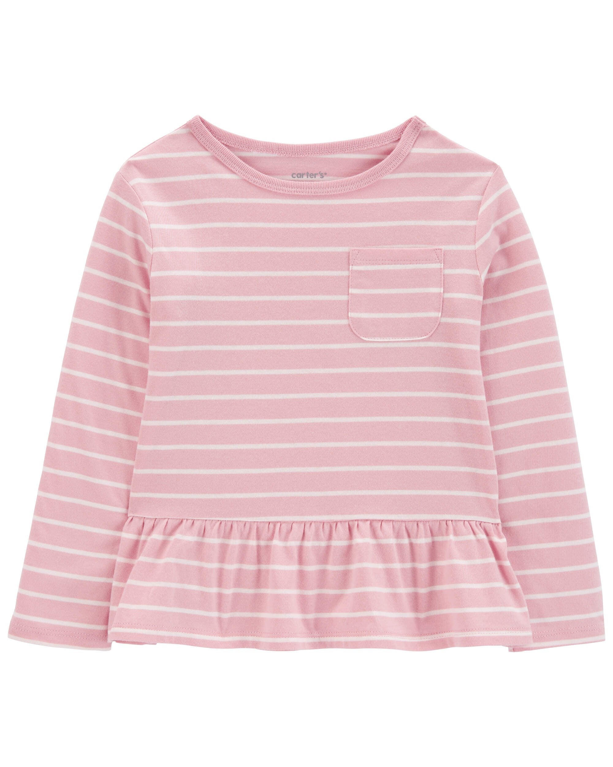 Long sleeve striped peplum top discount