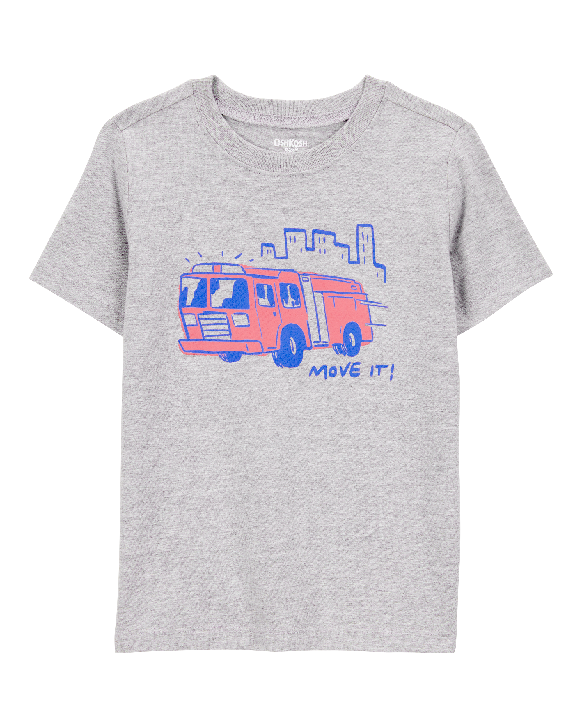 Toddler Firetruck Short-Sleeve Graphic Tee - Grey