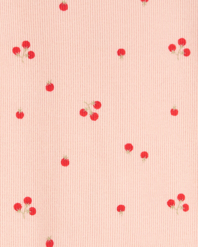 Product image 2 of Baby Tomato Print Ribbed Short-Sleeve Bodysuit - Pink