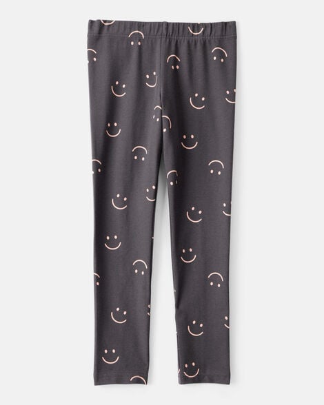 Girls Heart Print Pull-On Stretch Leggings - Blue