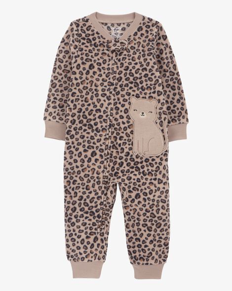 Product image 1 of Baby 1-Piece Cheetah Print Fleece Footless Pajamas