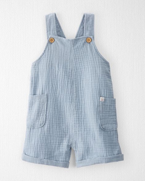 Toddler Organic Cotton Gauze Shortall in Blue