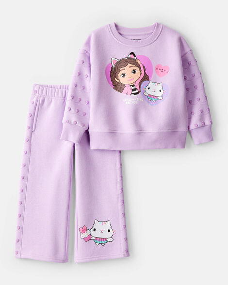 baby girl 2-piece gabby's dollhouse outfit set - purple