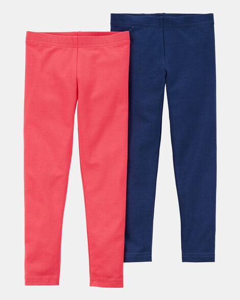 baby 2-pack red & navy cotton stretch leggings