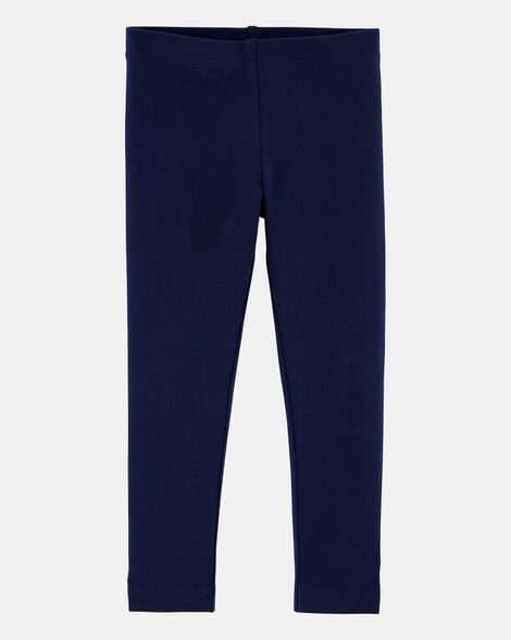 baby girl cotton stretch leggings - navy
