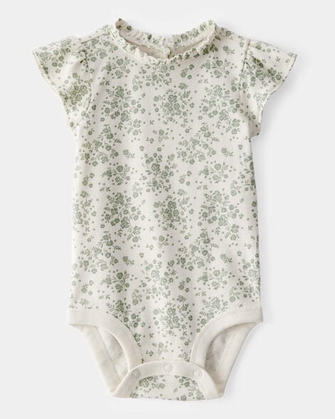 Product image 1 of Baby Ribbed Floral Short-Sleeve Bodysuit