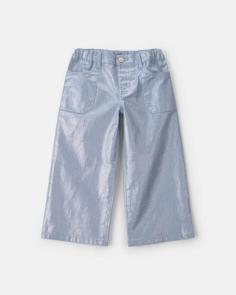 Toddler Girl Metallic Wide-Leg Pants - Silver