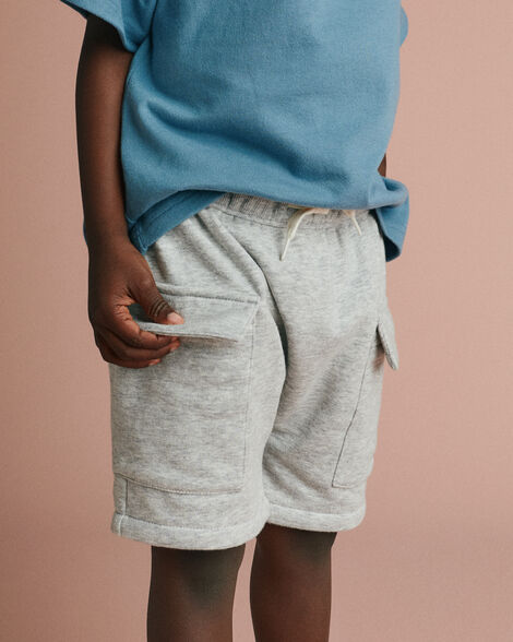 Toddler Boy French Terry Cargo Shorts - Heather Grey