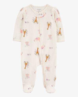 Product image 1 of Baby Animal Print 2-Way Zip Cotton Sleep & Play Pajamas