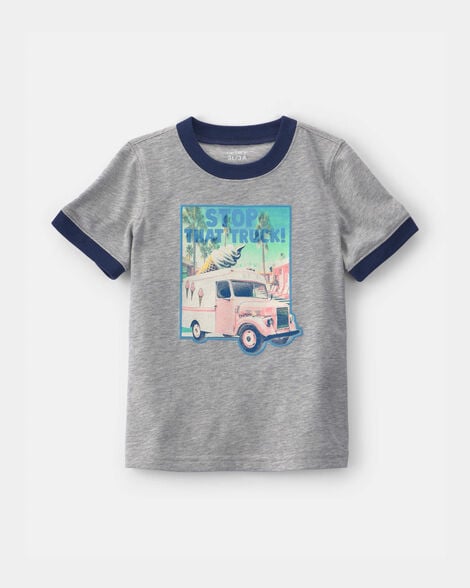 toddler boy 'stop that truck!' ice cream graphic tee - grey