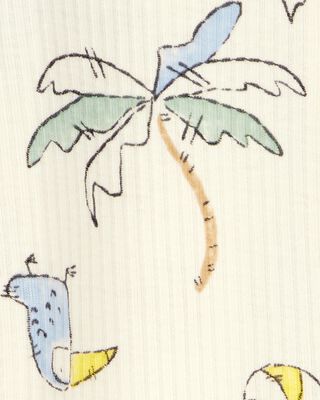 Product image 2 of Baby Palm Tree Print 2-Way Zip Sleep & Play Pajamas - Ivory