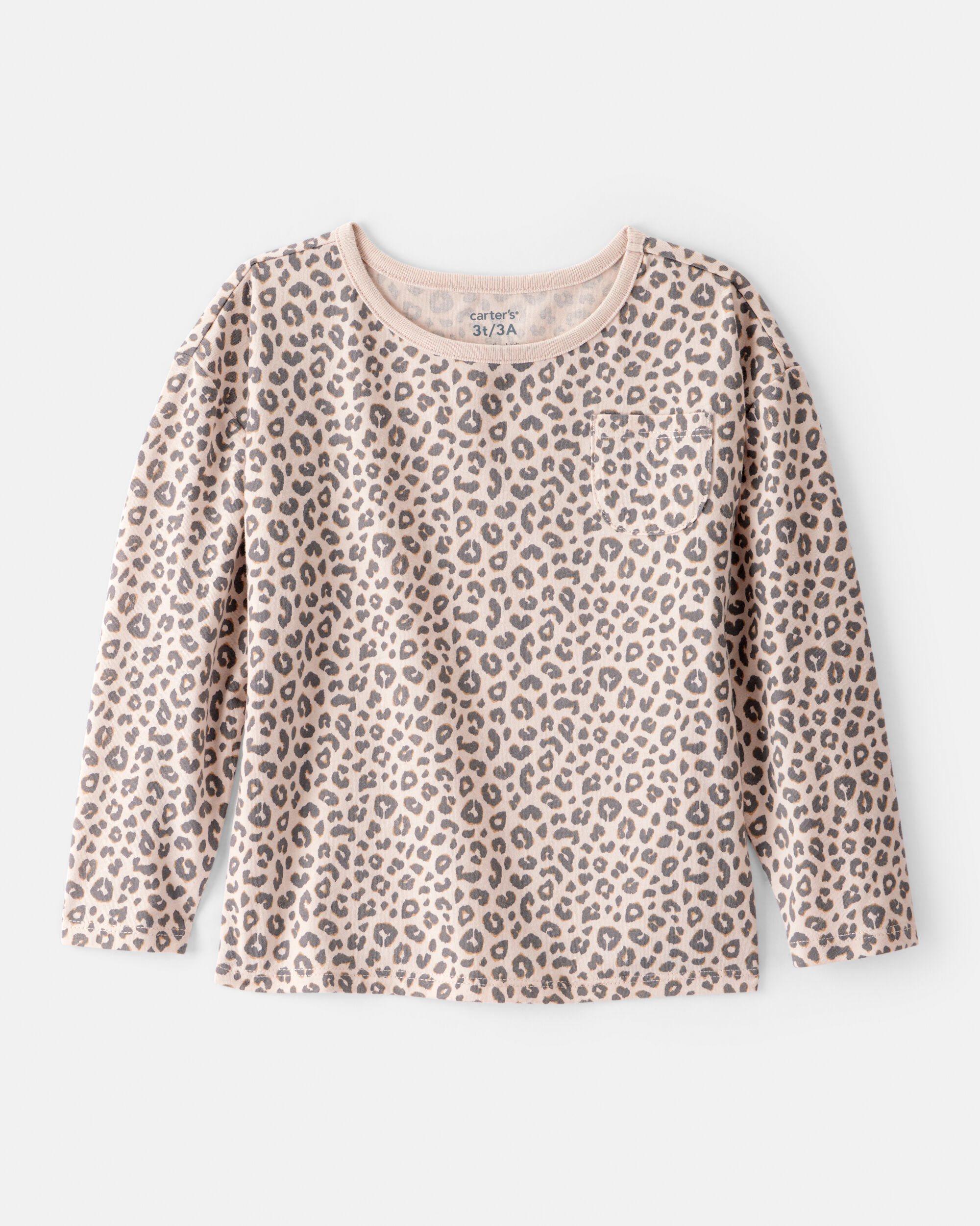 Carters toddler girl leopard print long-sleeve top 3T Brown 2$