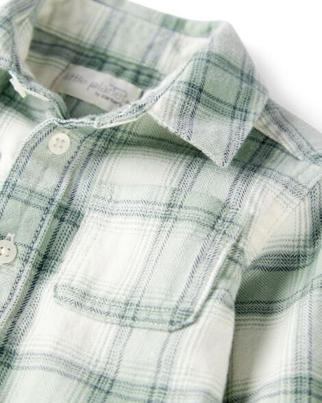 Product image 2 of Baby Organic Cotton Herringbone Button-Front Shirt in Plaid