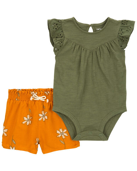 Baby 2-Piece Eyelet Bodysuit & Shorts - Carter