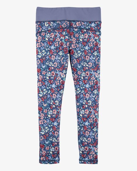  Product image 2 of Kid Floral Print Active Leggings in BeCool™ Fabric - Purple