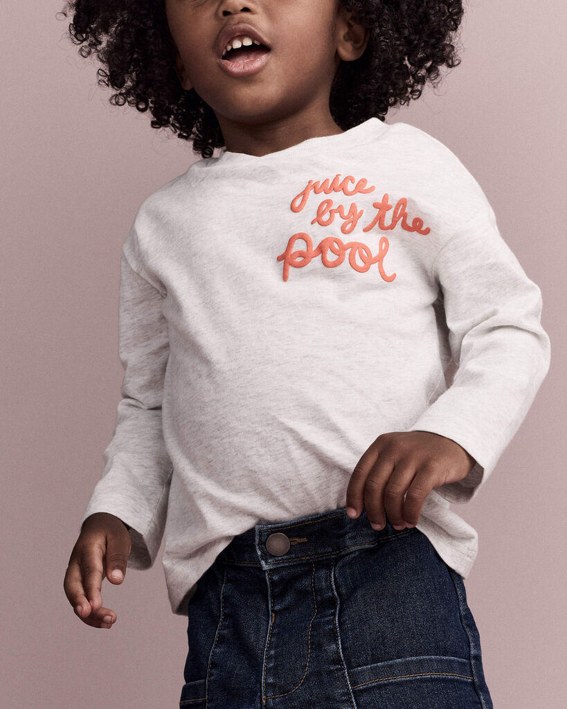 Otter Avenue Toddler 'Juice By The Pool' Long-Sleeve Relaxed Graphic Tee 12M Heather Grey