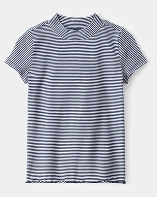 Kid Striped Button-Down Short-Sleeve Tee