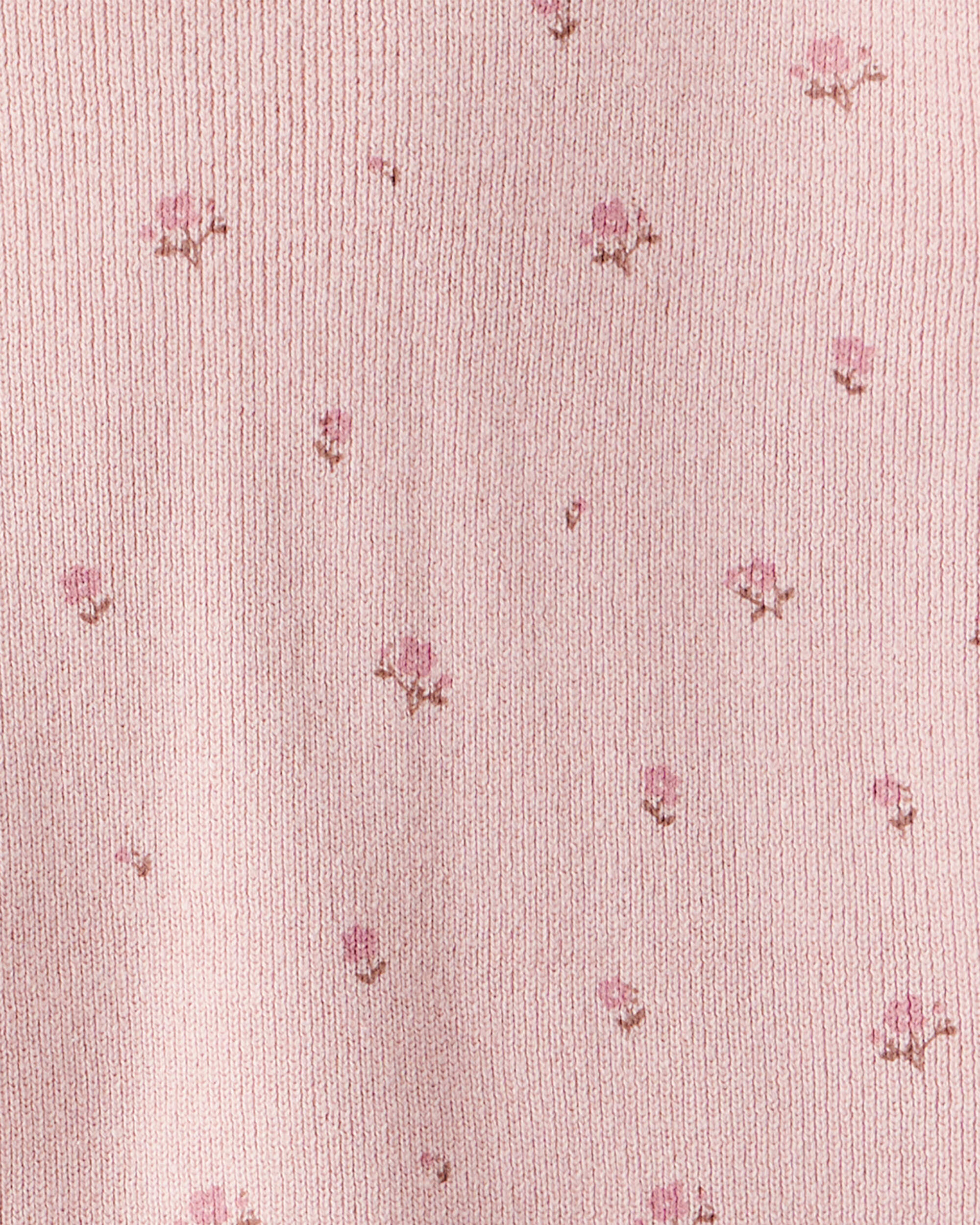 Toddler Girl 2-Piece Organic Cotton Sweater Knit Set Blush Petals Print