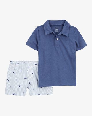 Product image 1 of Baby 2-Piece Anchor Polo Outfit Set - Blue