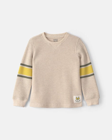 toddler boy striped thermal long-sleeve t-shirt - cream