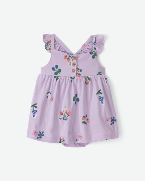 baby girl floral bodysuit dress - purple