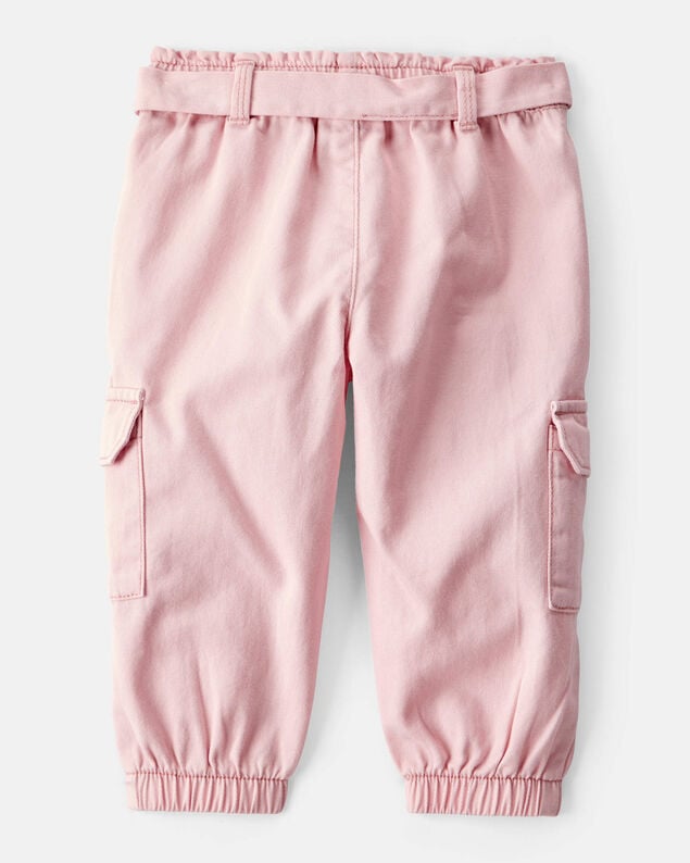 Product image 2 of Baby Girl Cotton Cargo Joggers - Pink
