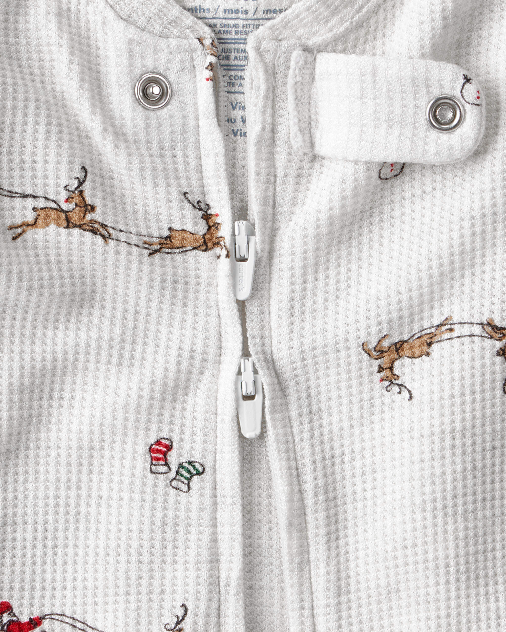 Baby Santa Sleigh PurelySoft Long-Sleeve 2-Way Zip Pajamas - Grey