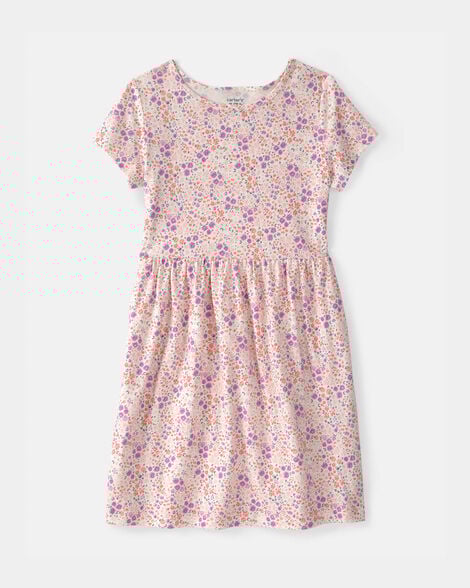 girls floral short-sleeve dress - pink