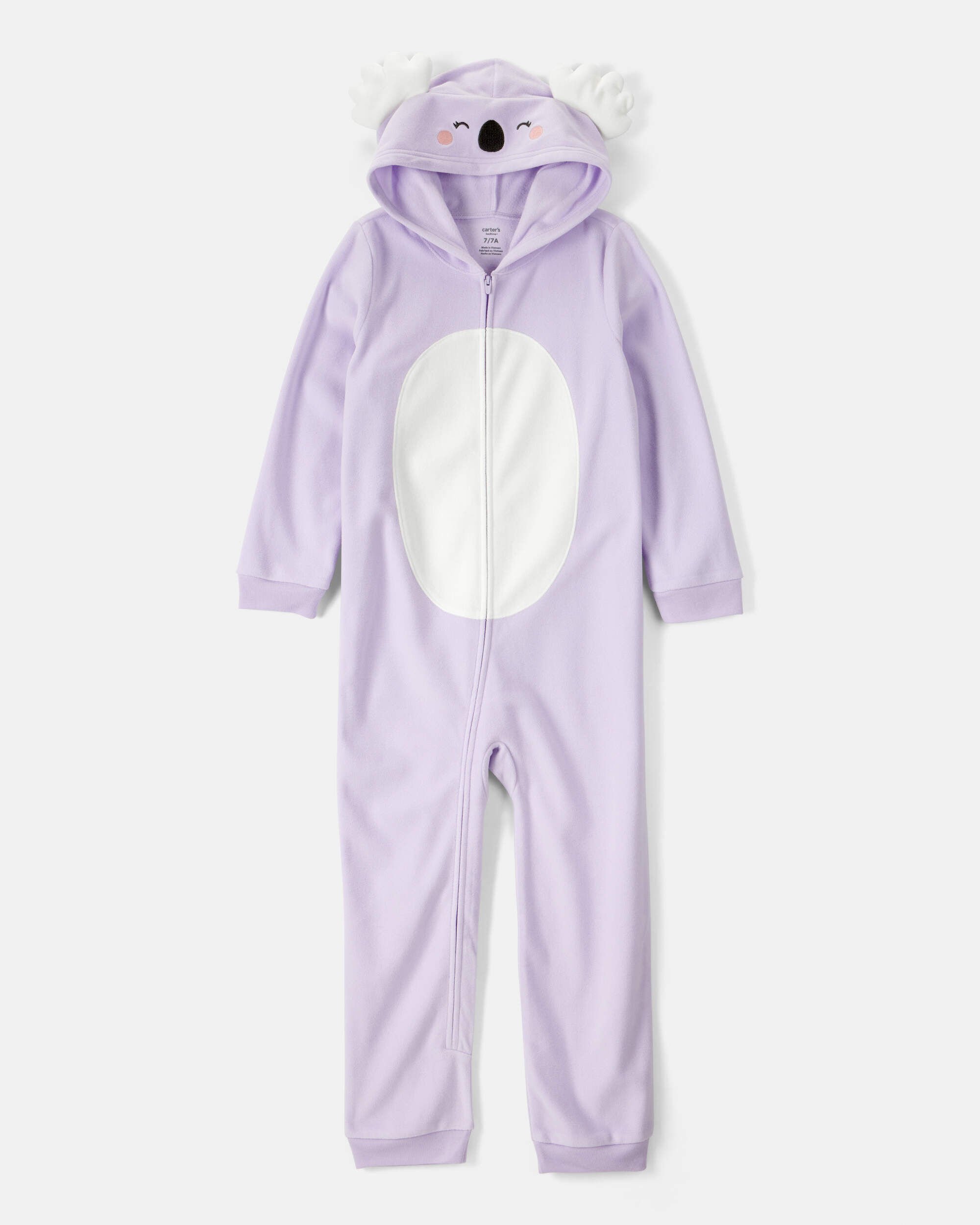 Girls Koala Long-Sleeve Loose Fit 1-Piece Pajamas - Purple