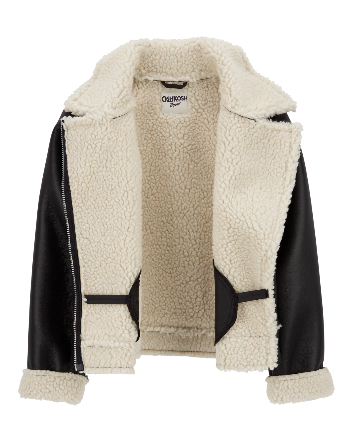 Kid Faux Leather and Sherpa Jacket