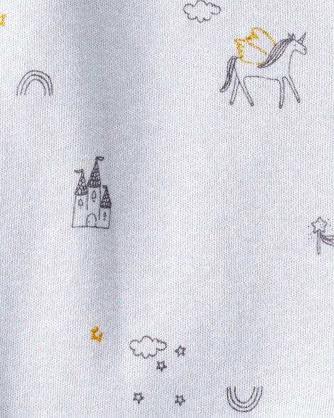 Unicorn Star Print 100% Cotton Long-Sleeve 2-Way Zip Sleep & Play - Blue