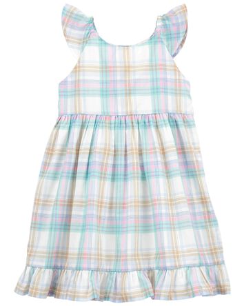 Toddler Plaid Flutter Babydoll Dress