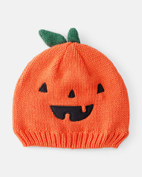baby jack-o-lantern halloween pumpkin crochet cap - orange