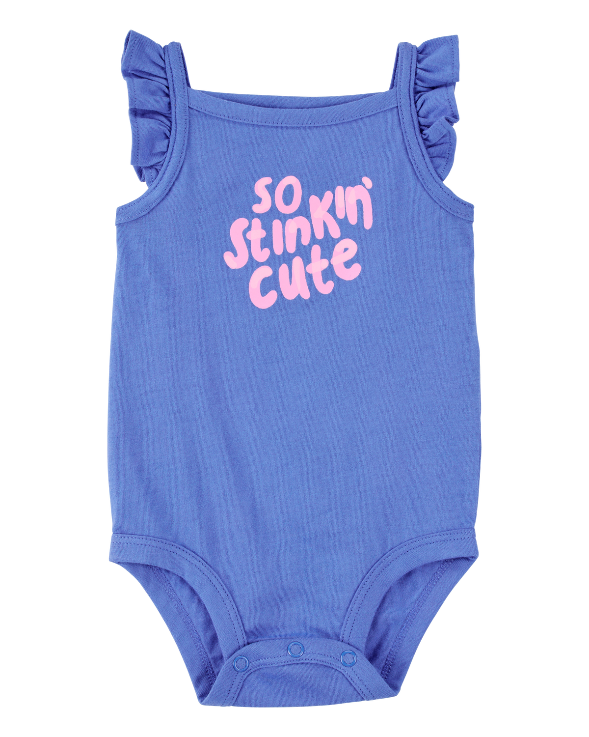 Baby So Stinkin' Cute Flutter-Sleeve Bodysuit - Blue