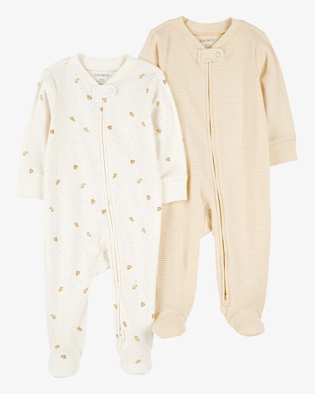 Carter's Baby 2-Pack Striped Elephant 2-Way Zip Cotton Sleeper
