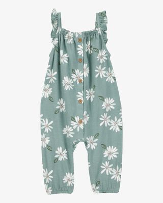 Product image 1 of Baby Floral Button-Front Jumpsuit - Green
