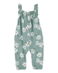 Baby Floral Button-Front Jumpsuit - Green