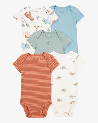 Product image 1 of 5-Pack Dinosaur Short-Sleeve Cotton Bodysuits